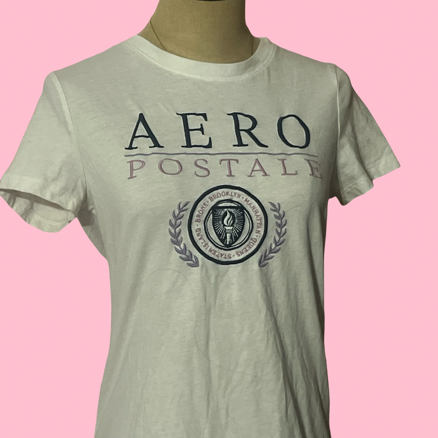 Aeropostale white graphic tee summer preppy baby tee tshirt size large