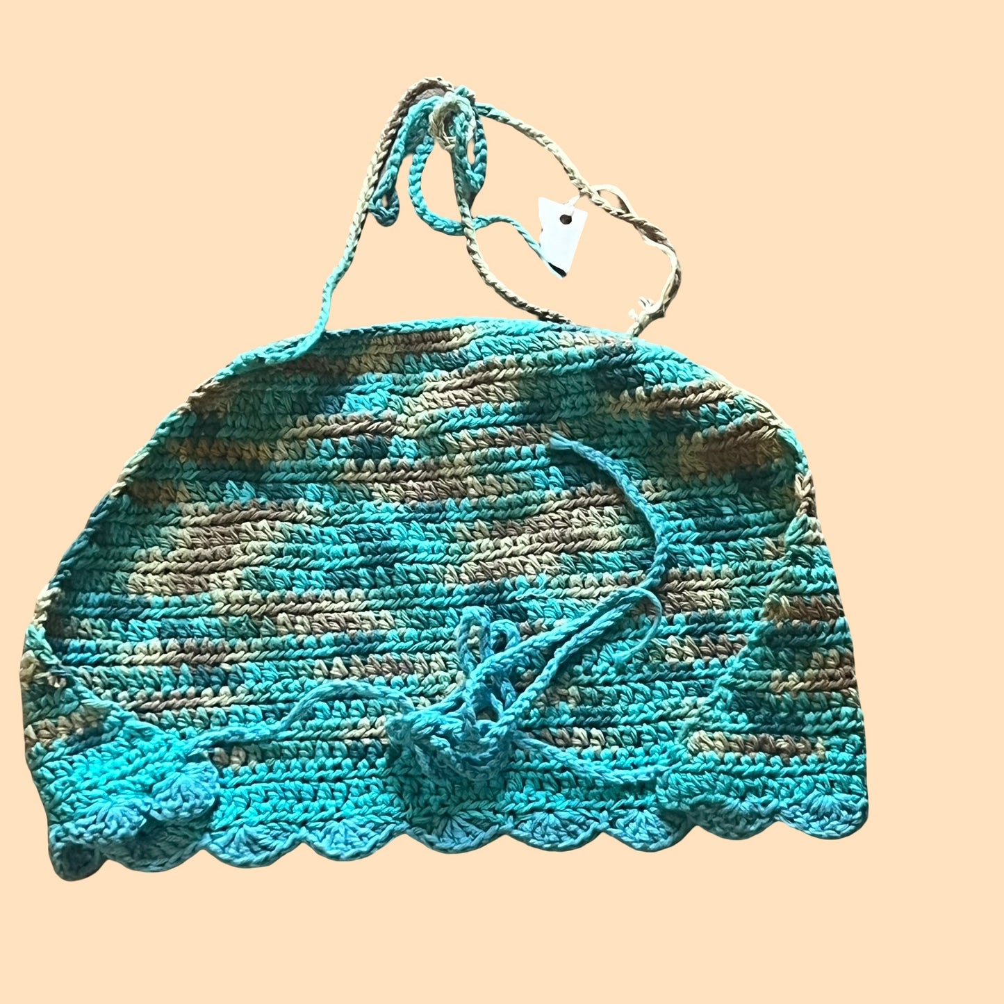 Crochet halter top summer blue handmade top boho
