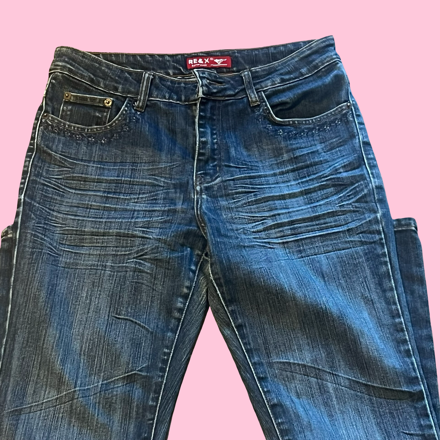 Re and x vintage early 2000s stars skinny y2k dark wash jeans size 46
