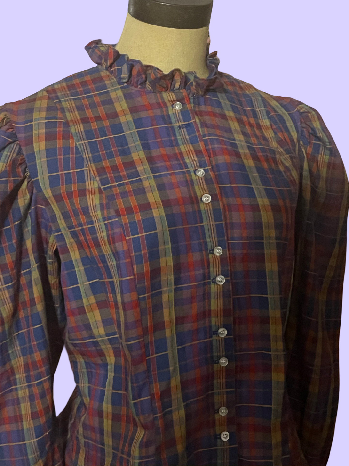 Notches vintage 80s plaid long sleeve top