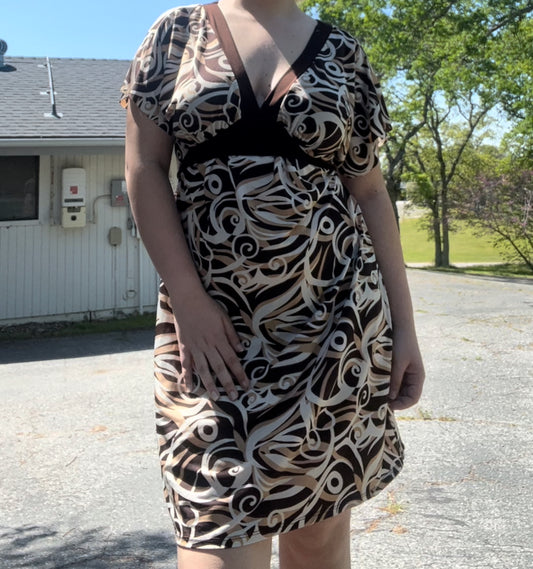 Vintage early 2000s tempted hearts brown spring summer dress size XL