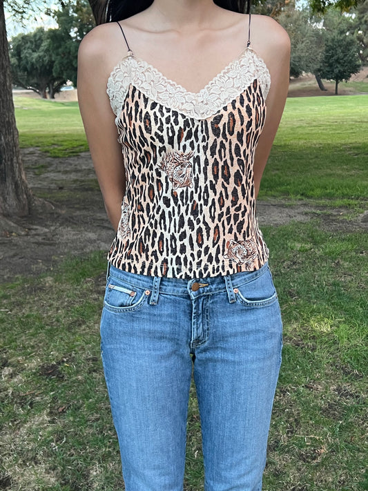 Love amour y2k early 2000s cheetah print tank top size 3