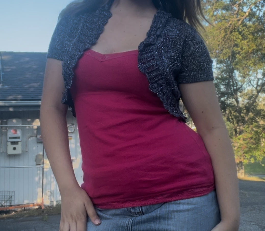 Weekend workshop purple knitted festival early 2000s y2k shrug size medium