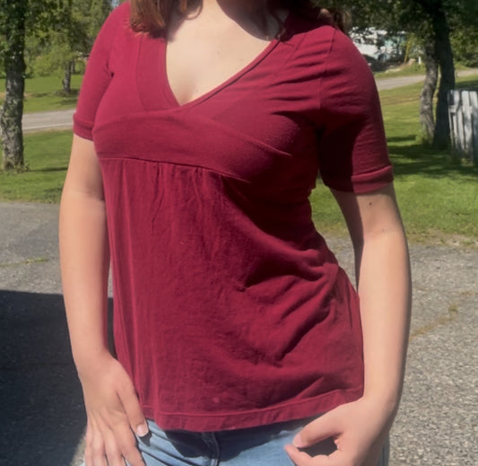 Charlotte Russe vintage early 2000s y2k babydoll Bella swan burgundy red top size large