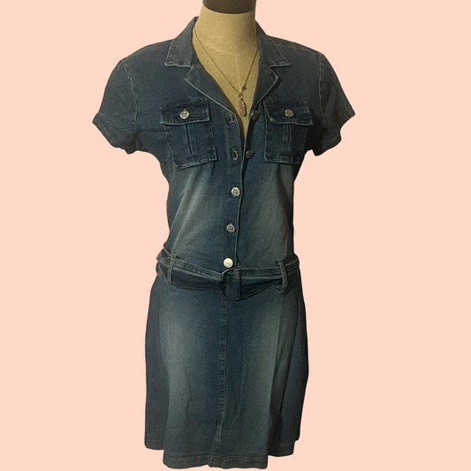 NWT blue asphalt vintage early 2000s y2k jean denim mini dress size small