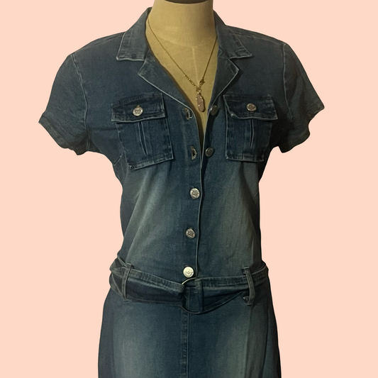 NWT blue asphalt vintage early 2000s y2k jean denim mini dress size small