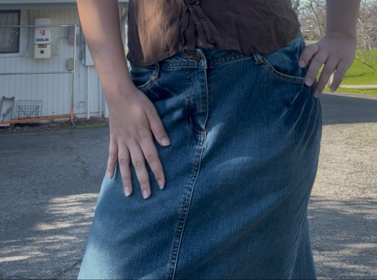 Vintage vezucci denim maxi skirt size 12