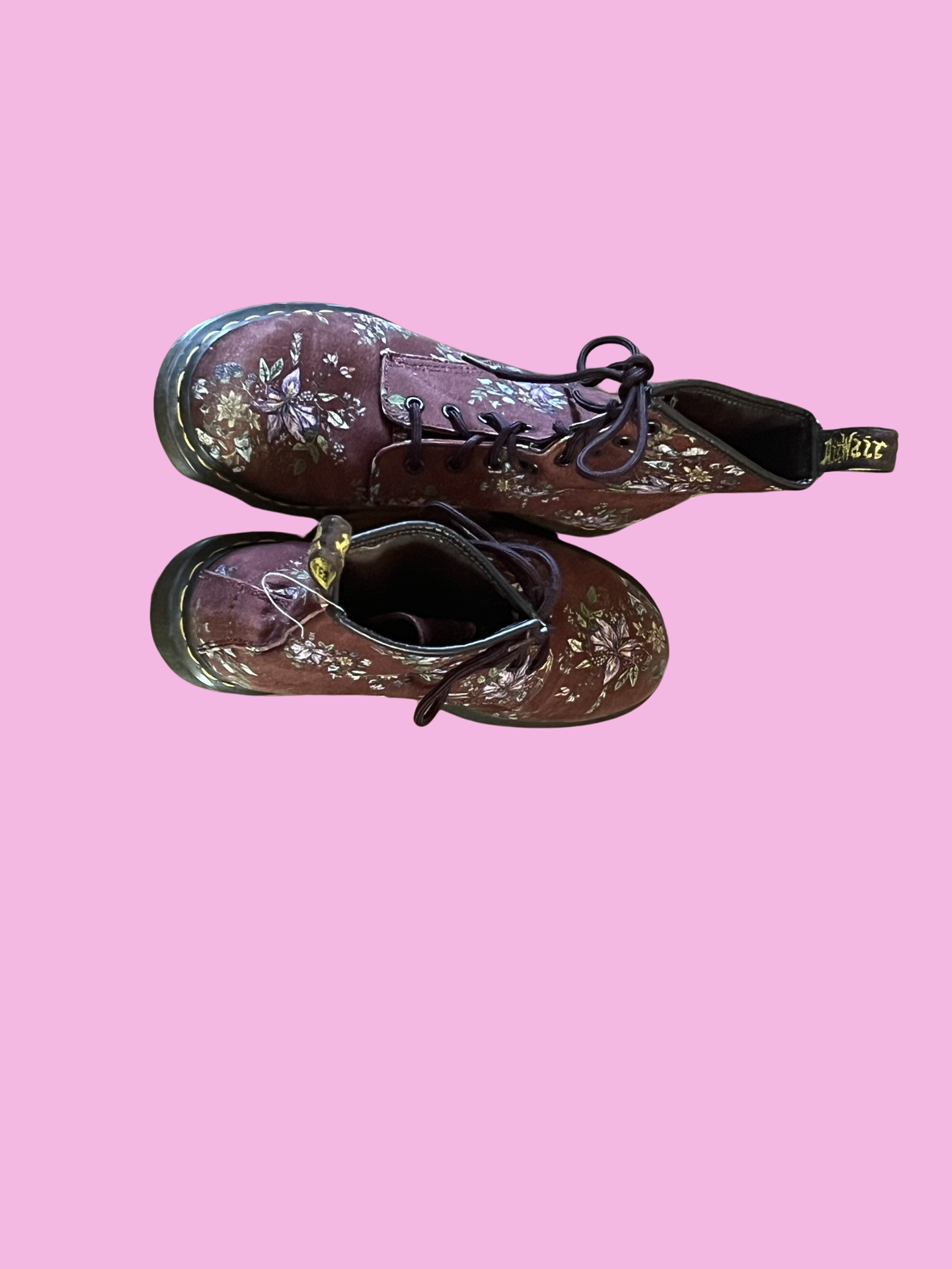 Dr. Martens floral castel air burgundy red shoes size 8