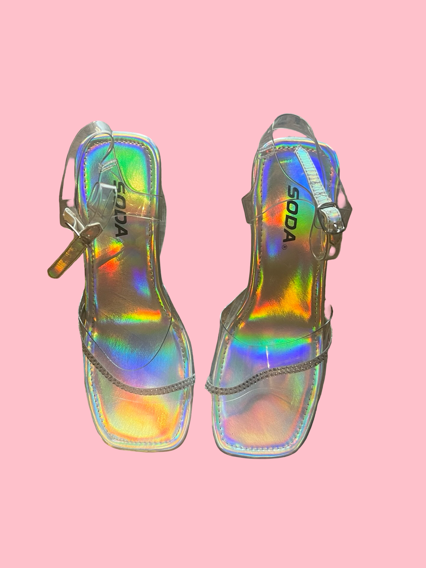 Soda y2k holographic early 2000s bratz wedge heels size 7