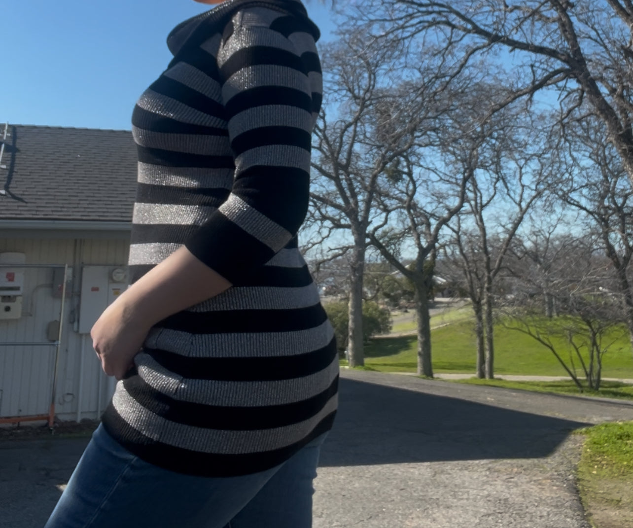 Inc striped knit top size medium