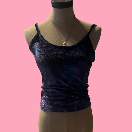 Faded brand velvet 90s style y2k purple whimsigoth boho crop top