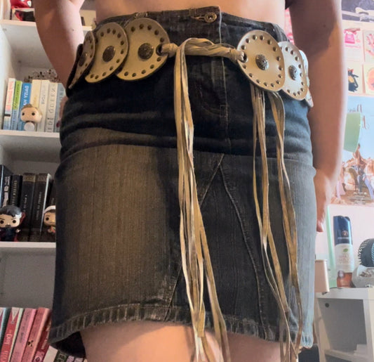 Western disc belt with tassels festival