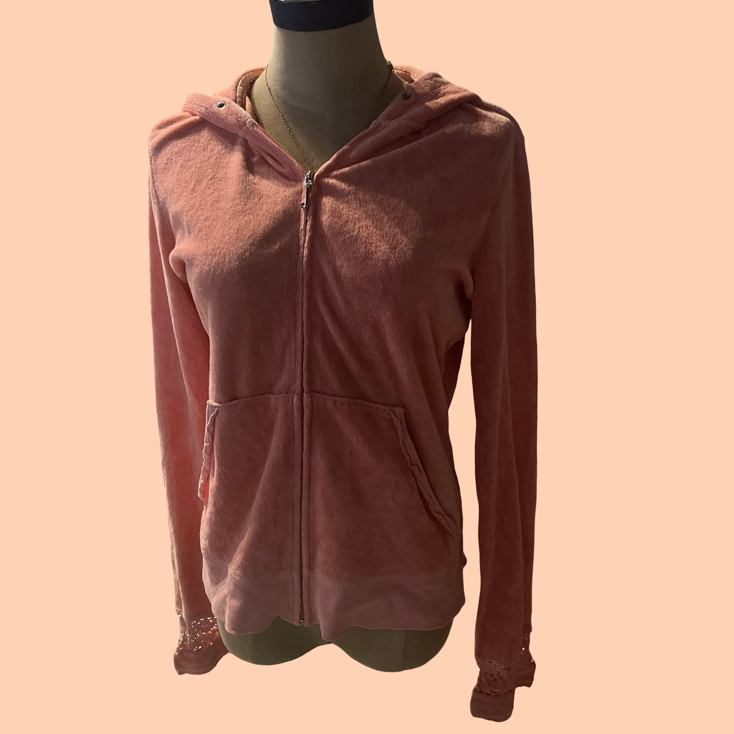 Juicy couture y2k orange zip up sweater size large