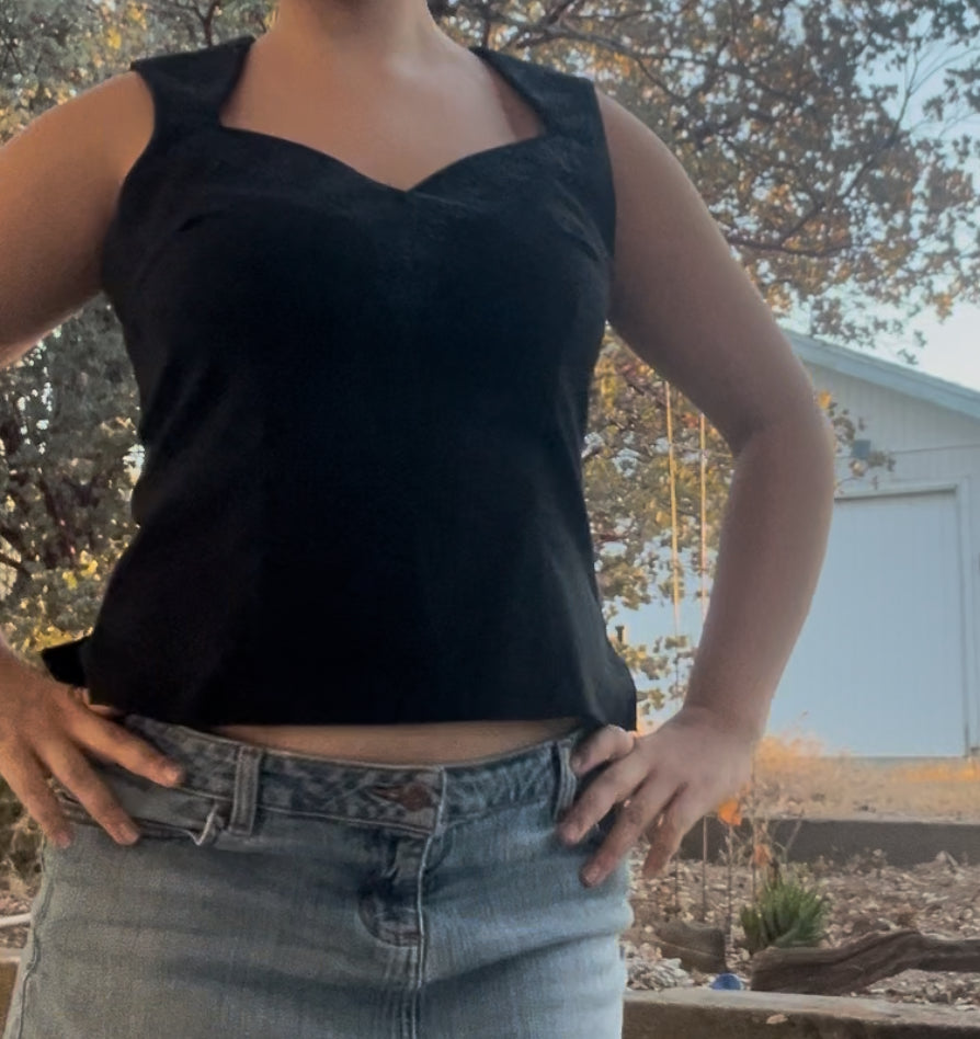 CDC vintage black beaded early 2000s y2k top size 10