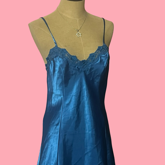 Private luxuries early 2000s y2k romantic girly blue slip dress size small