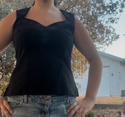 CDC vintage black beaded early 2000s y2k top size 10