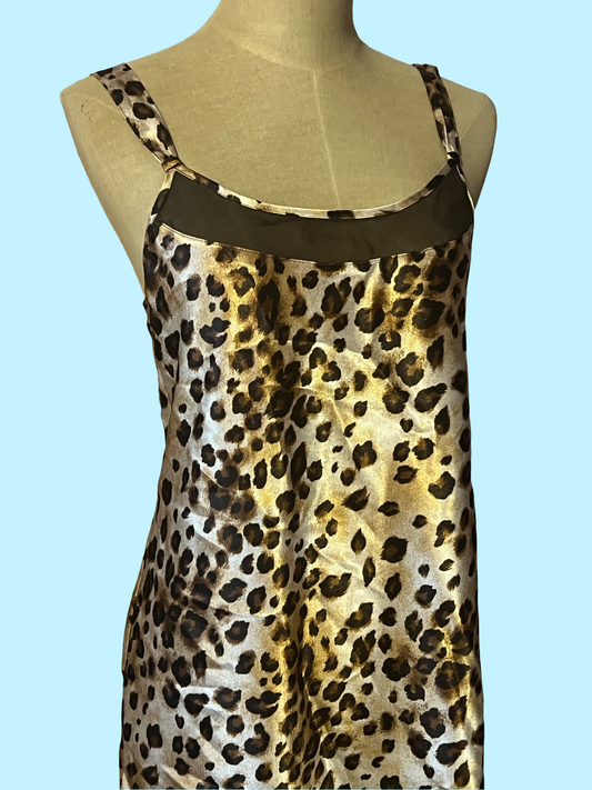 Vintage Morgan Taylor cheetah print slip dress size small