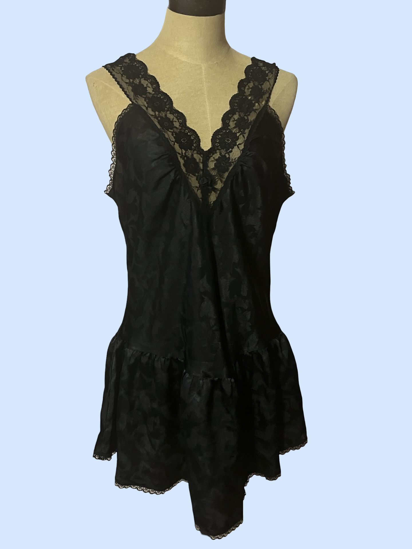 Erika Taylor vintage black lace goth slip dress