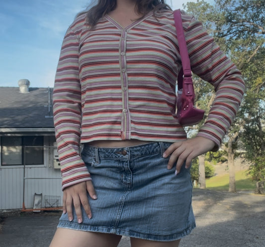 NWT county seat vintage striped retro long sleeve top size medium