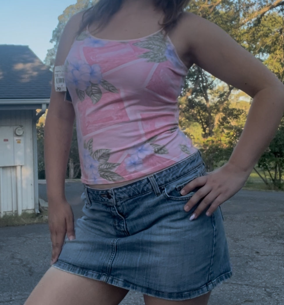 NWT la cabana pink summer spring vintage deadstock y2k early 2000s girly camisole tank top size medium