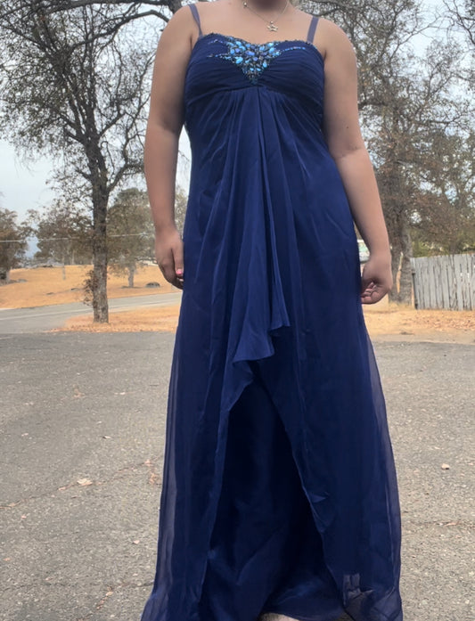 Vintage early 2000s y2k blue strapless prom dress size medium