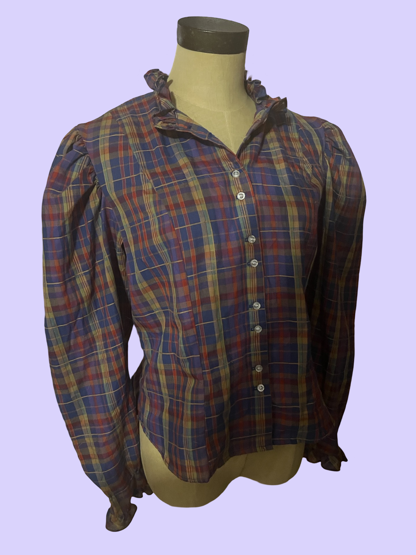 Notches vintage 80s plaid long sleeve top