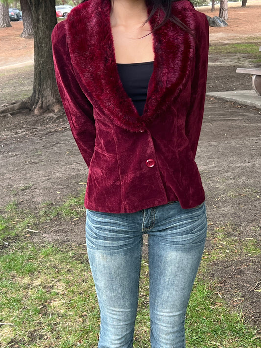 Finest vintage burgundy penny lane velvet jacket size small