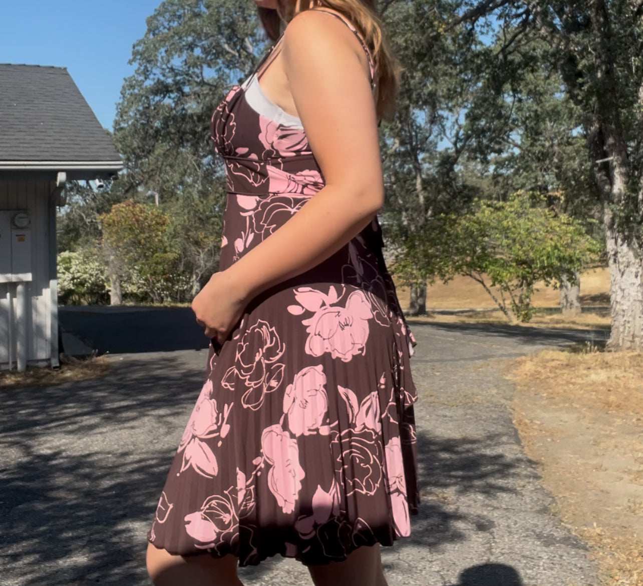 Speechless summer y2k early 2000s babydoll floral beach coconut girl brown pink dress size large