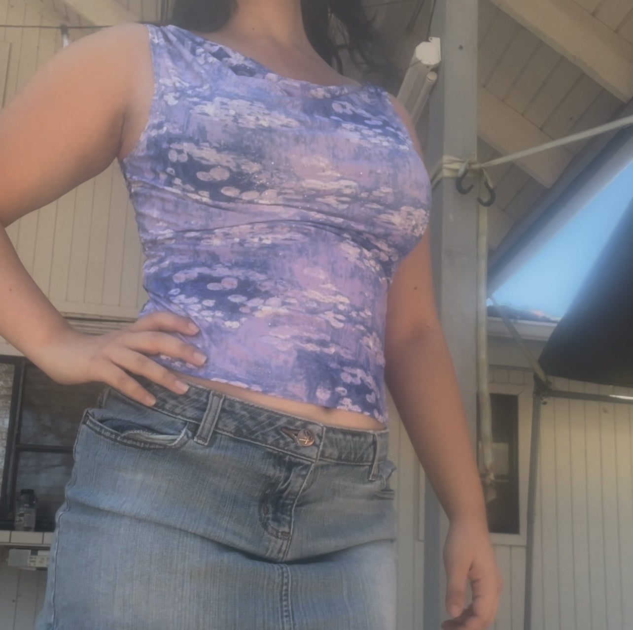 Rave city vintage early 2000s purple y2k crop tank top