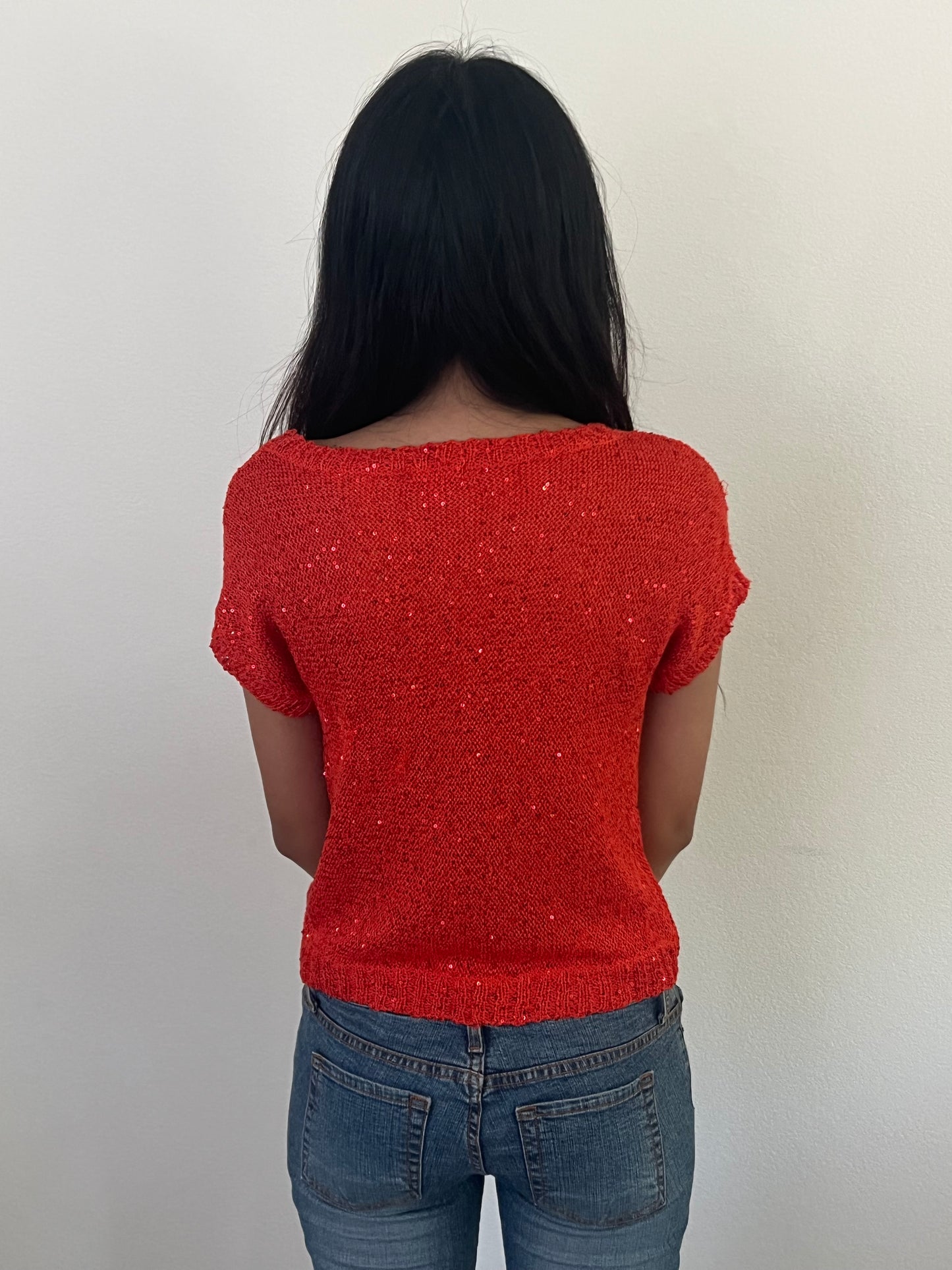 Bongo early 2000s knitted orange summer top size small