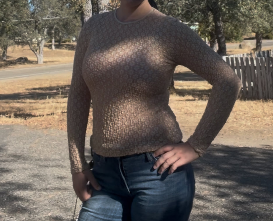 E.C designs vintage floral sheer long sleeve fall top