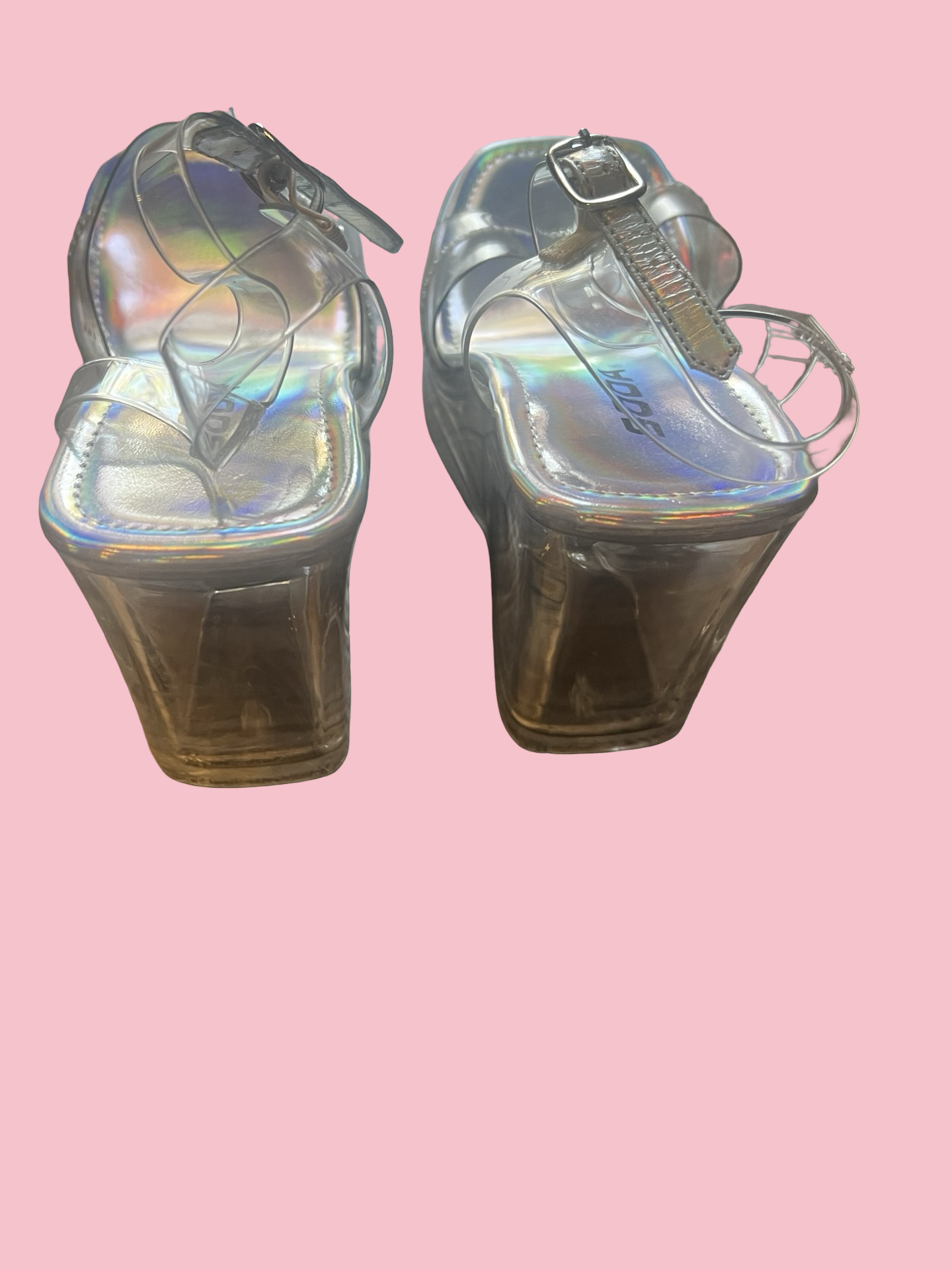Soda y2k holographic early 2000s bratz wedge heels size 7