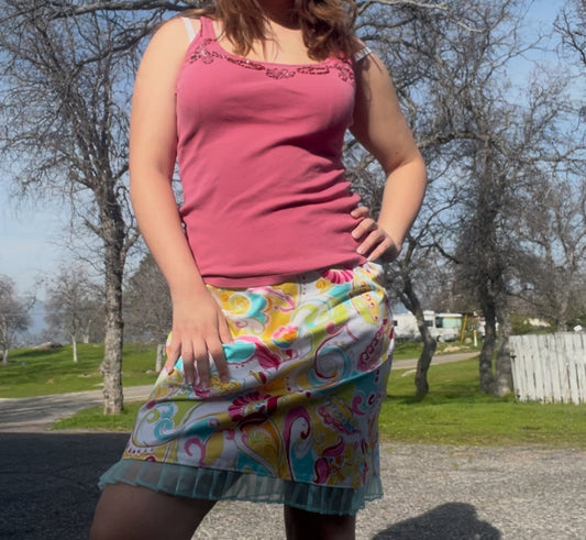 Sangrio vintage early 2000s y2k girly summer spring fairycore mini skirt size 12
