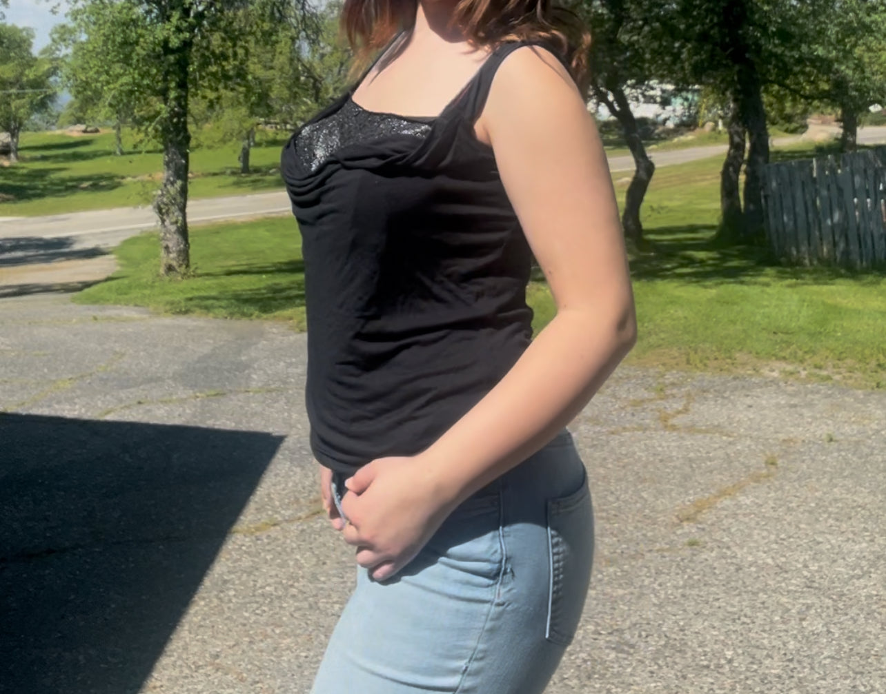 Express early 2000s y2k going out club black tank top size small