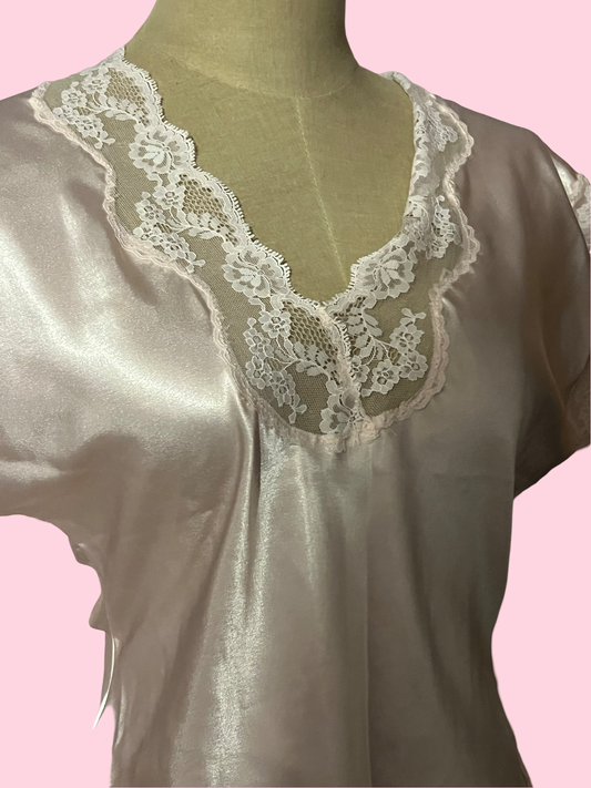 Laura Adams vintage light pink coquette pajama top size petite