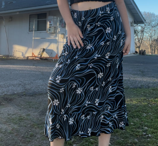 Notations black midi skirt size large