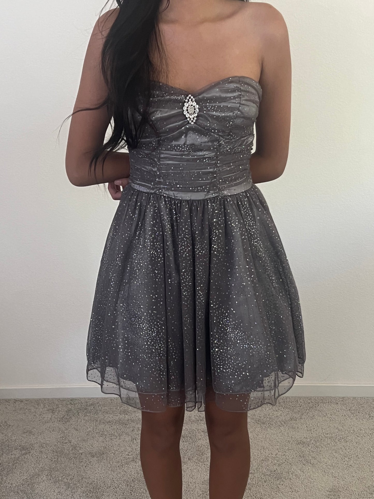 Speechless sparkly grey short prom dress size 3