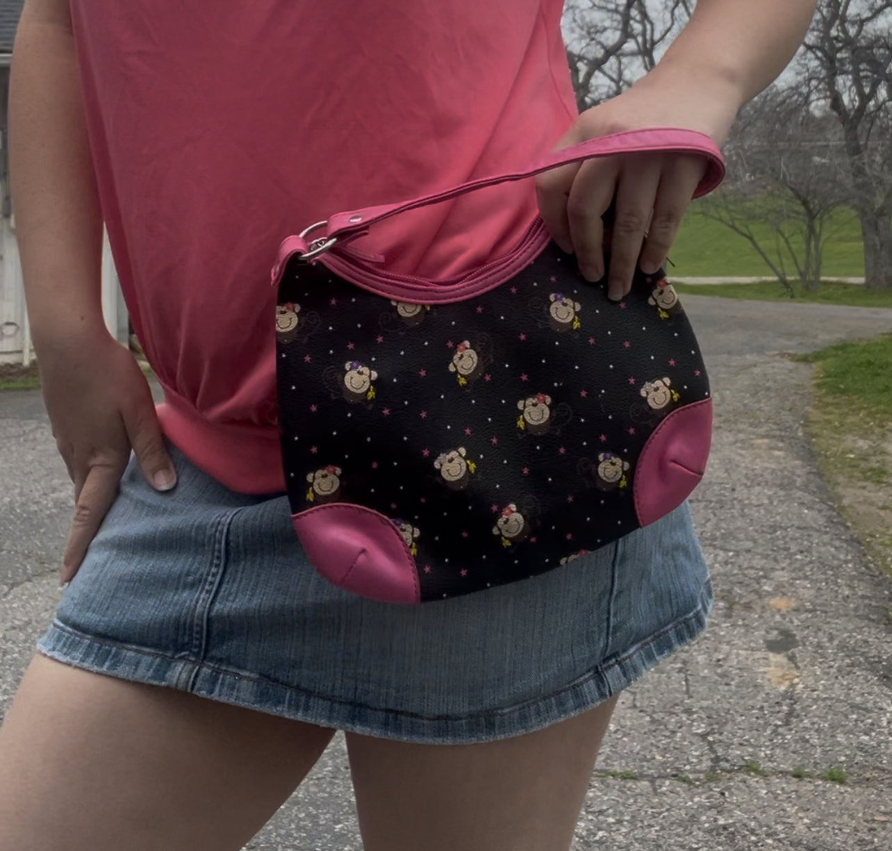 Vintage early 2000s y2k monkey kawaii kids mini purse