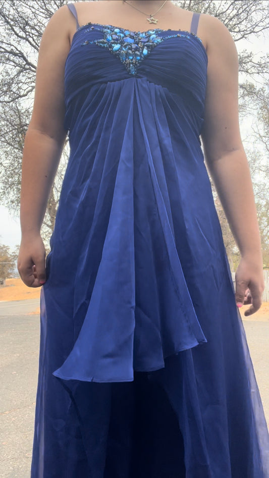 Vintage early 2000s y2k blue strapless prom dress size medium