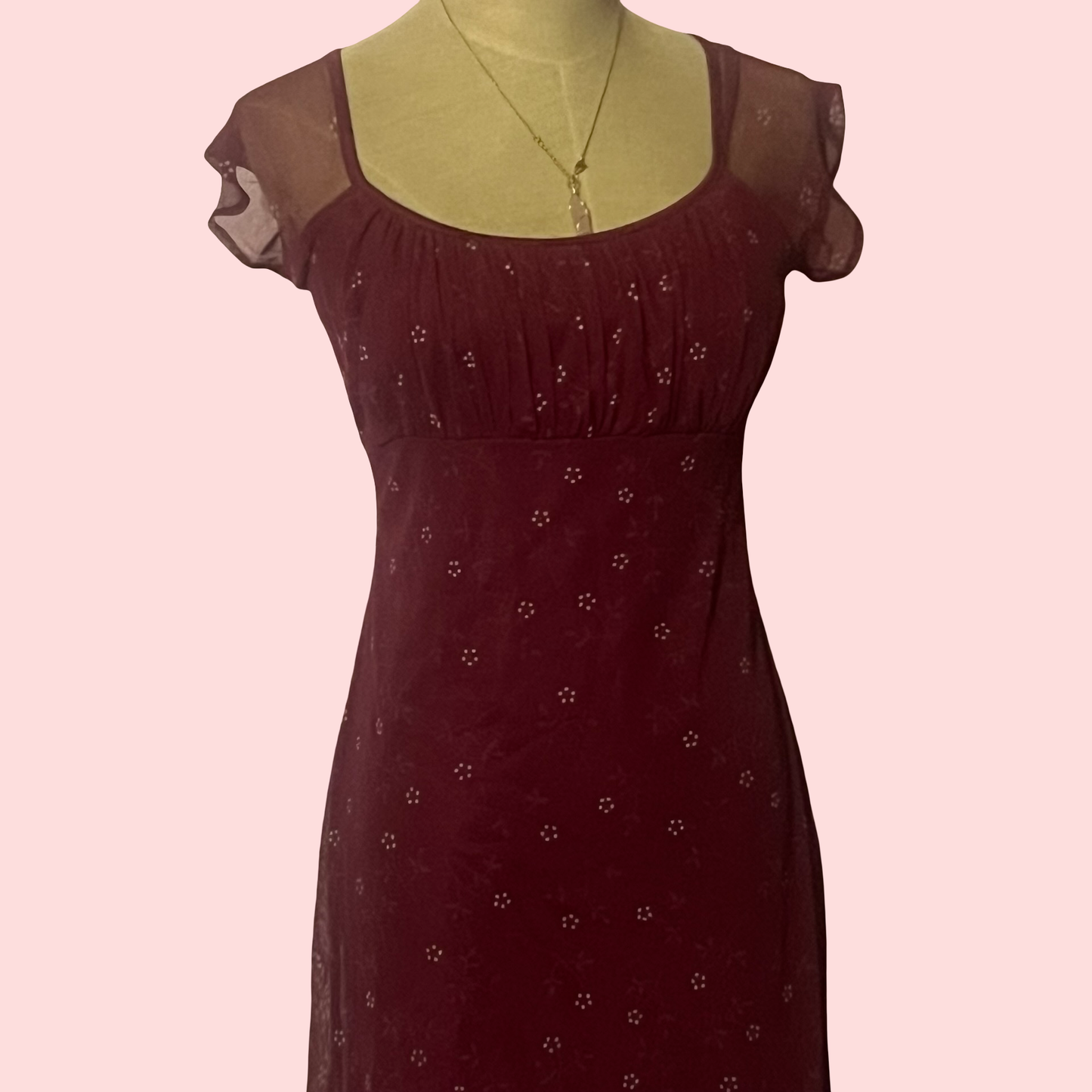 Be smart floral babydoll early 2000s y2k fairy core burgundy dress size 3/4