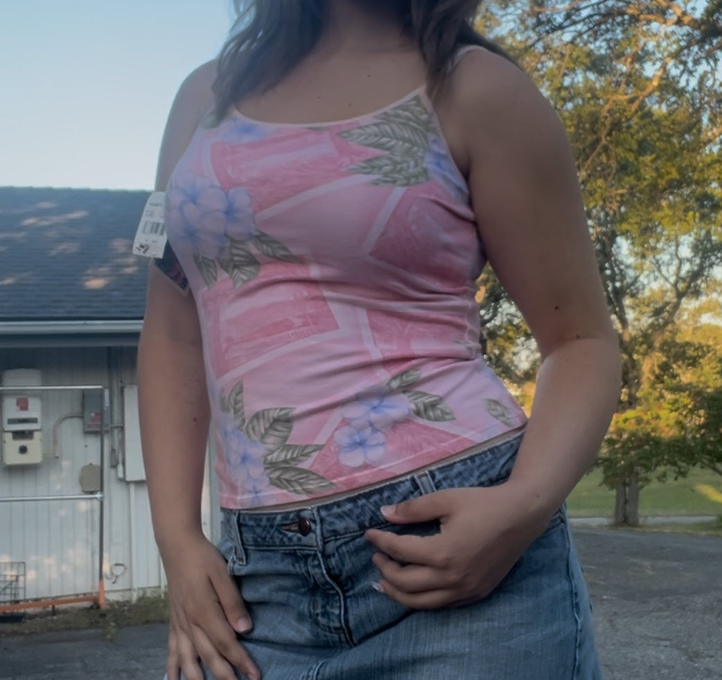 NWT la cabana pink summer spring vintage deadstock y2k early 2000s girly camisole tank top size medium