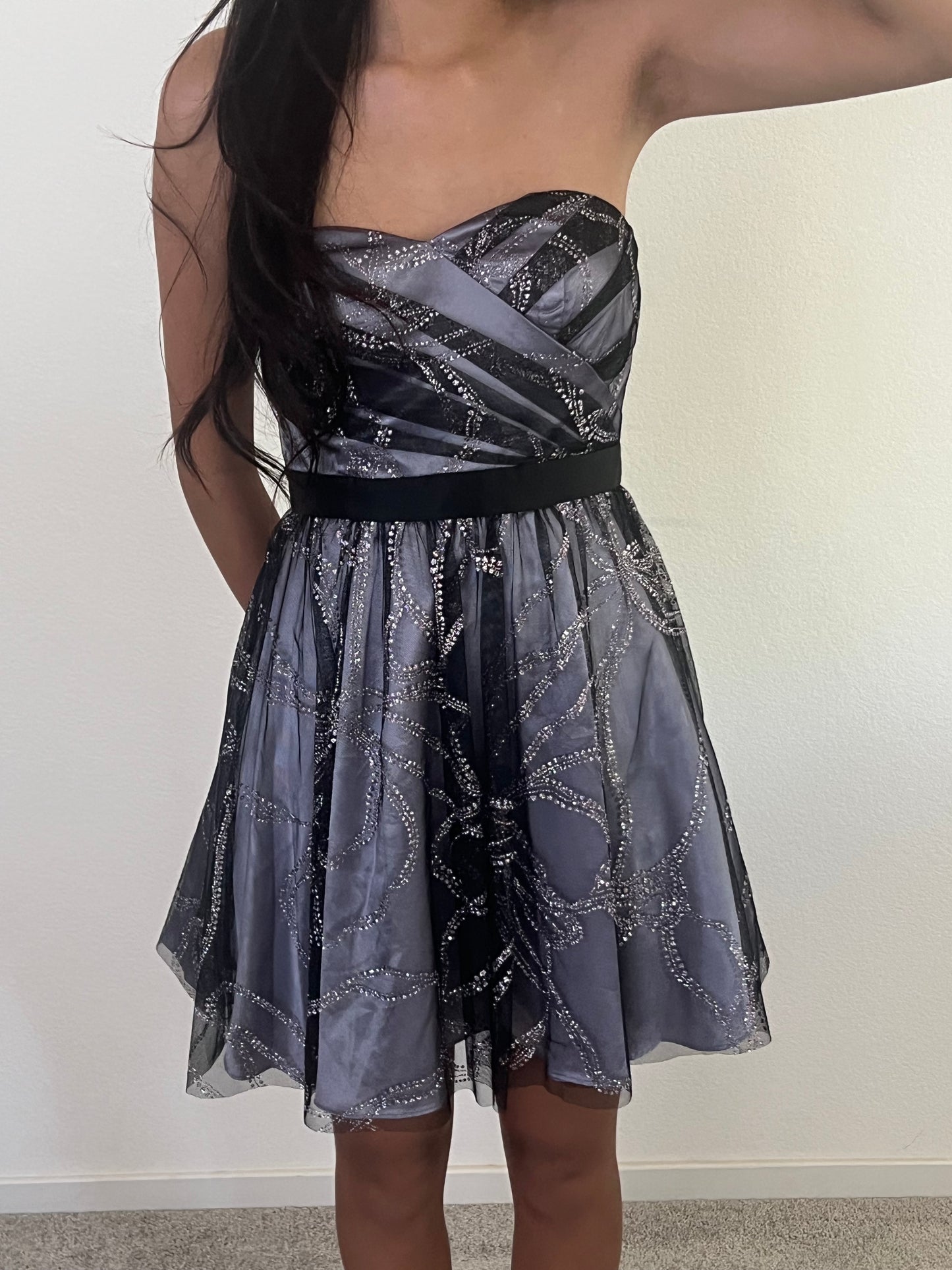 Gray silver formal dress size 3/4