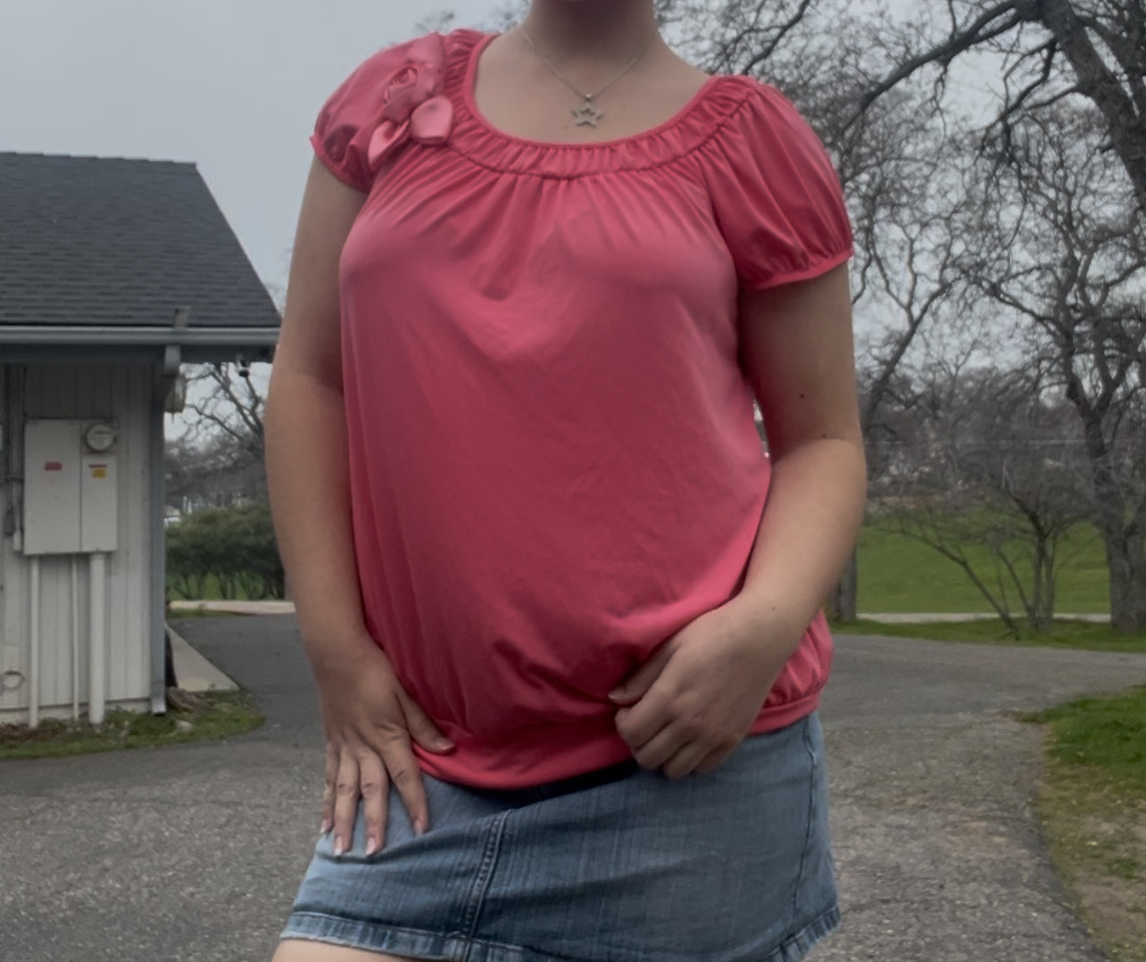 Perception women vintage early 2000s babydoll coquette girly pink bow top size 2X