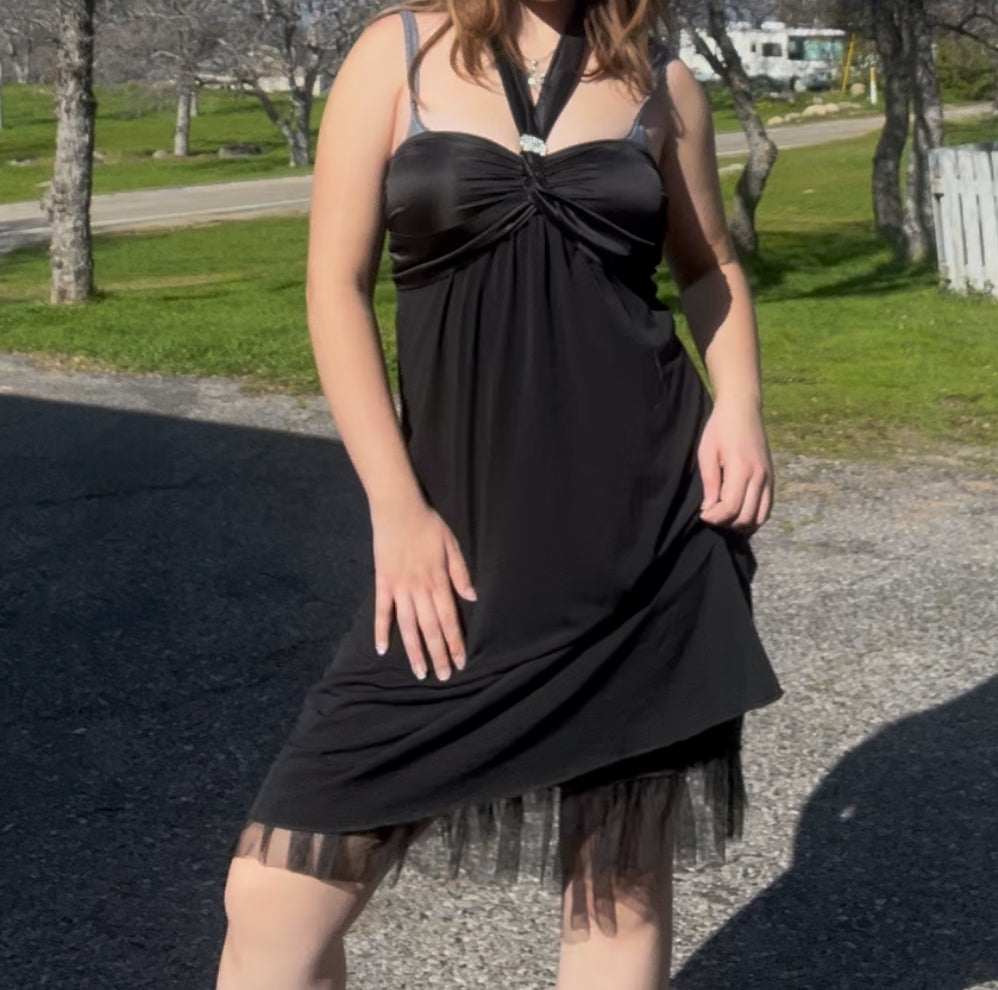 NWT my Michelle vintage early 2000s y2k glam girly whimsygoth halter dress size medium