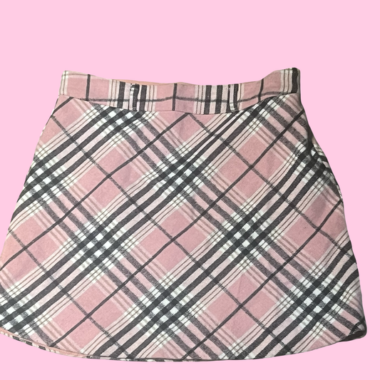 Ever after vintage early 2000s preppy y2k girly coquette pink plaid mini skirt size medium