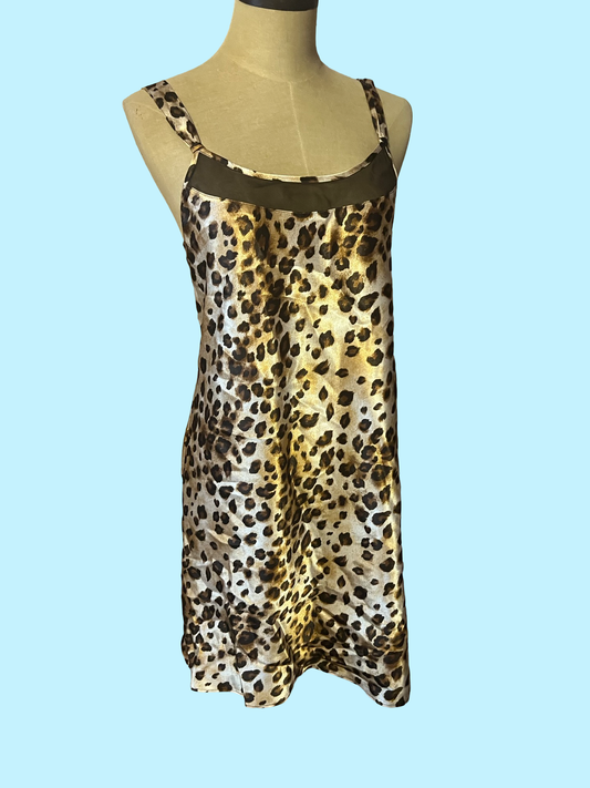 Vintage Morgan Taylor cheetah print slip dress size small