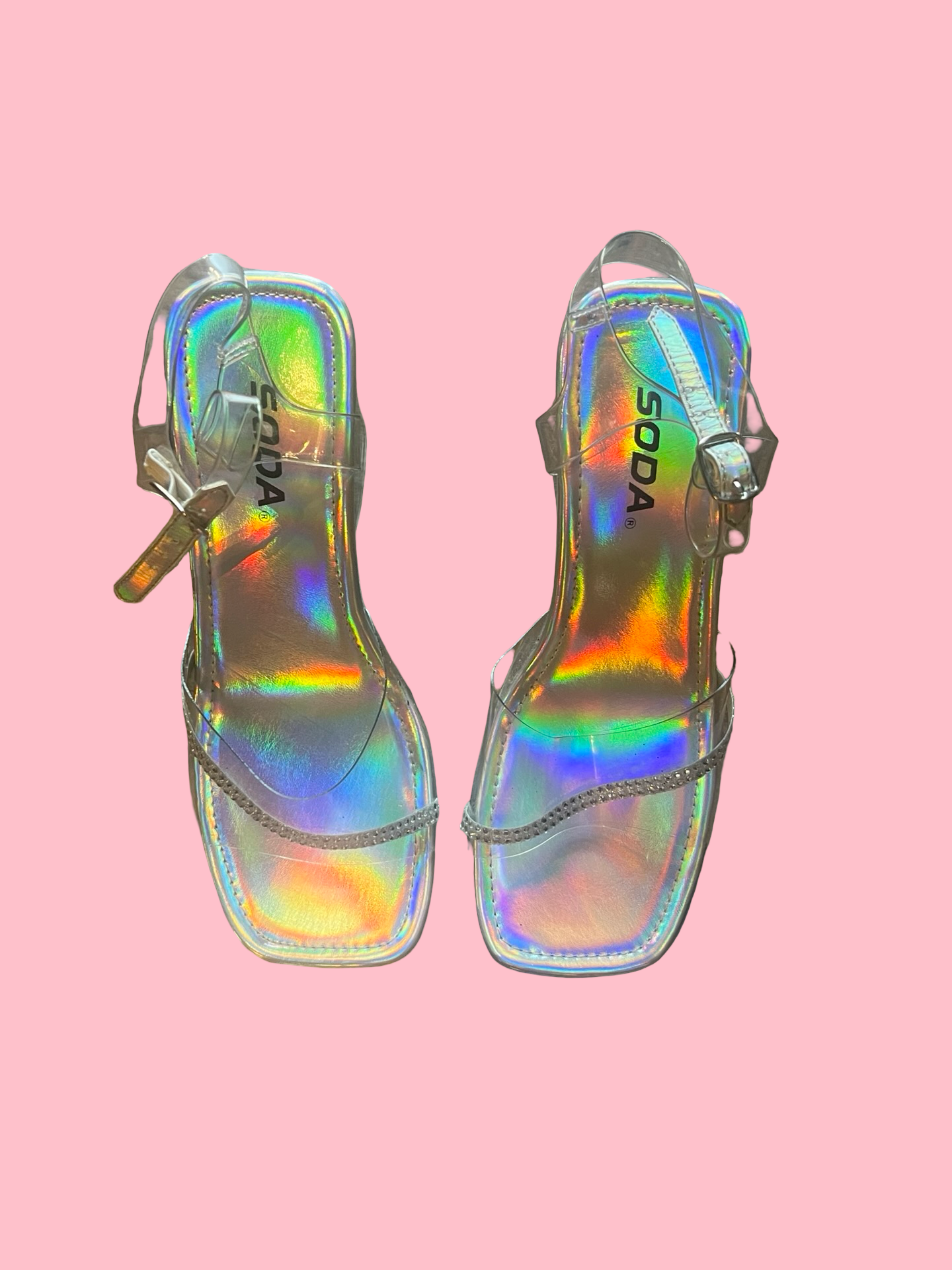 Soda y2k holographic early 2000s bratz wedge heels size 7