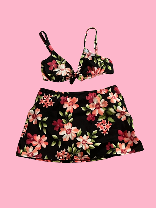 Lands end vintage floral swimsuit set size 8