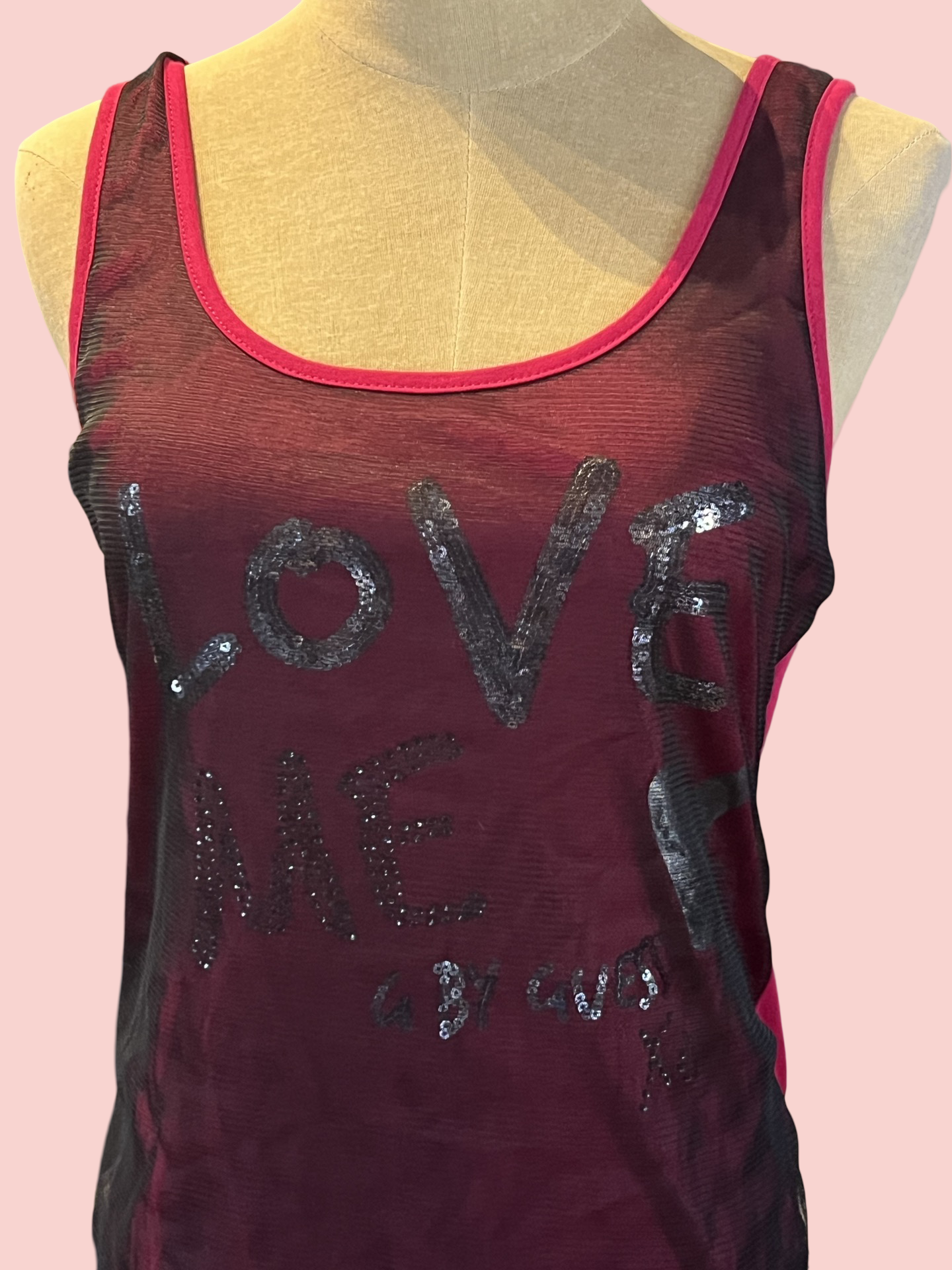 G by guess y2k early 2000s love me hot pink tank top size large