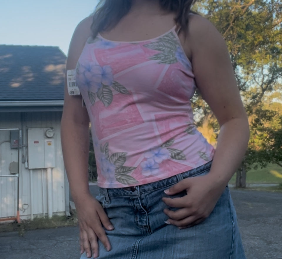 NWT la cabana pink summer spring vintage deadstock y2k early 2000s girly camisole tank top size medium